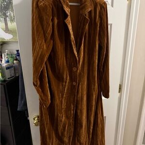 Elegant Brown Velvet Button Up Jacket